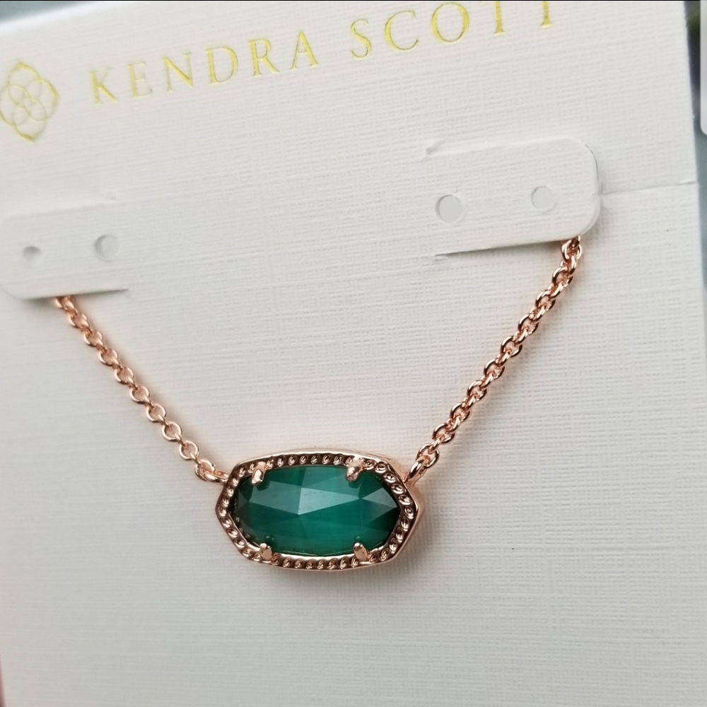 Emerald, Kendra Scott, Elisa, Rose Gold, Necklace